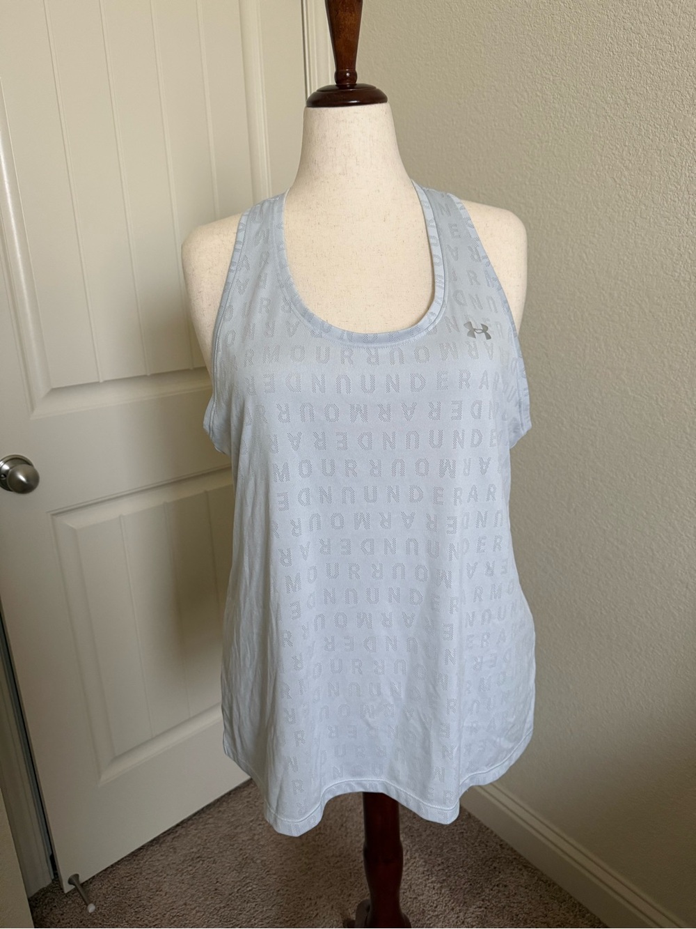 Under Armour Gray Logo Print Performance Racerback Tank - 1X